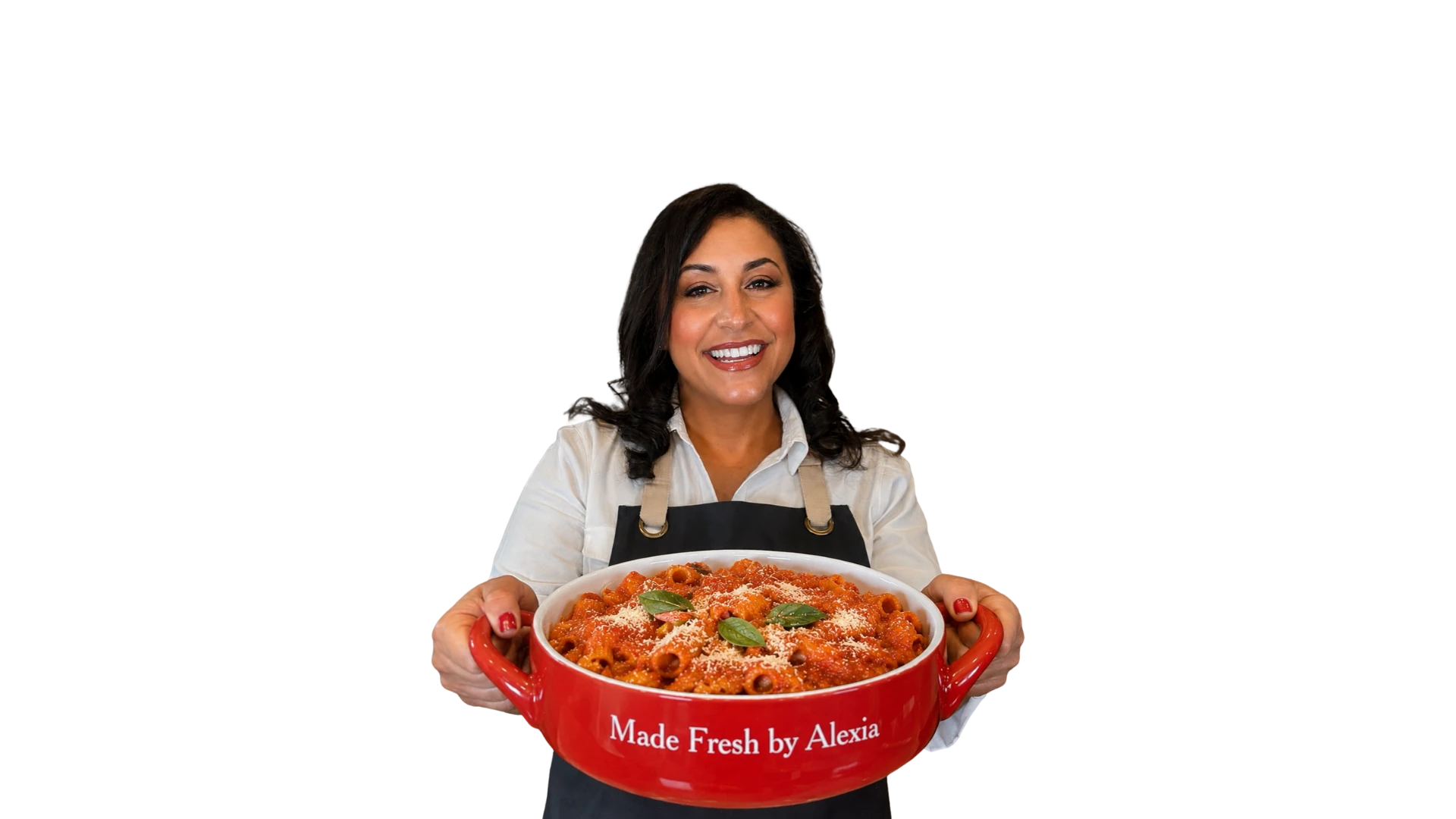 Chef Alexia presenting her signature dish